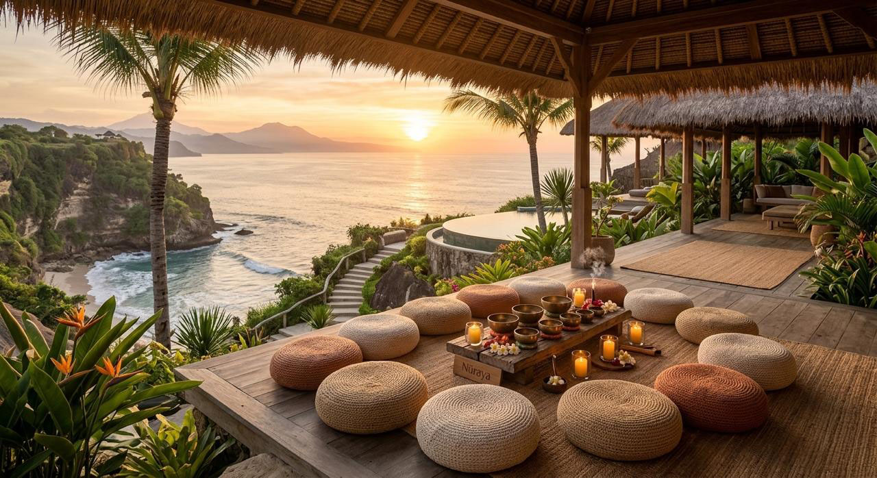 Retraite Nüraya — coucher de soleil sur l’océan